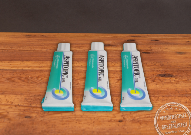 Gepresstes Handtuch in Sonderform Tube als Werbeartikel.