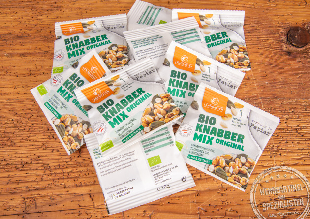 Landgarten BIO Snacks Kanbbermix als Werbeartikel.
