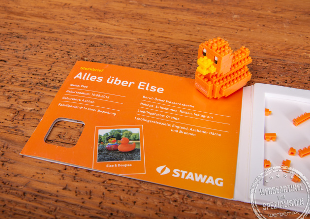 Klemmbausteine Postcard Mailing als Werbeartikel Referenz Stawag.