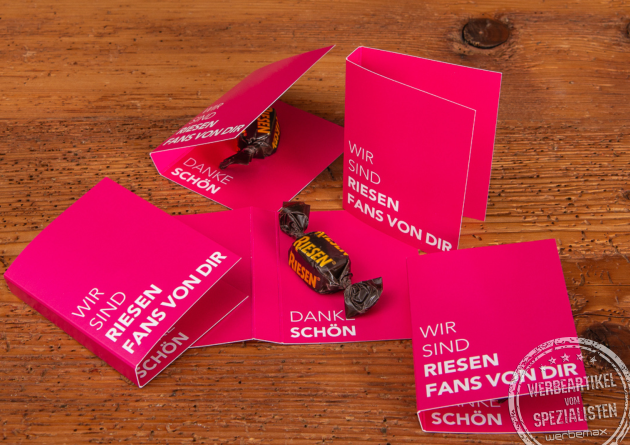 Storck Riesen in der Werbekarte als Werbegeschenk f&uuml;r Events, Messen oder Mailings