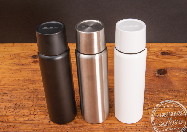 Thermosflasche von Sigg mit 750ml Volumen in 3 Farben schwarz, silber, weiß 