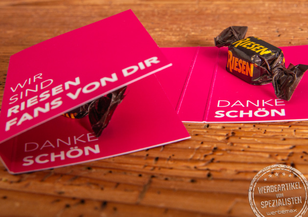 Starker Messeartikel mit viel Werbefl&auml;che. Einen Storck Riesen in der individuellen Klappkarte verschenken.