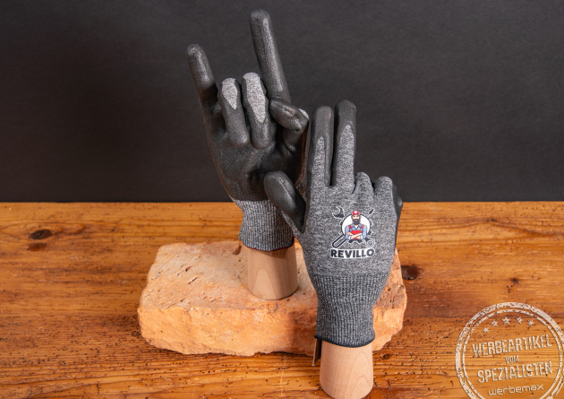 Arbeitshandschuhe mit Logo als Give-away.