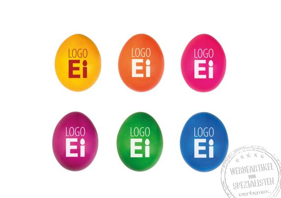 Bunte Brotzeiteier mit Logodruck nicht nur zu Ostern ein sch&ouml;nes Geschenk