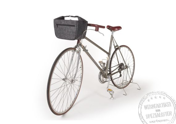 Kühltasche aus recyceltem Filz für das Fahrrad. Eine einfache Anbringung am Lenker für viele Freizeitaktivitäten.