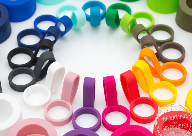 Farbauswahl Silikonschlaufen f&uuml;r Retumbler MyNizza Thermotrinkflaschen als Werbeartikel.