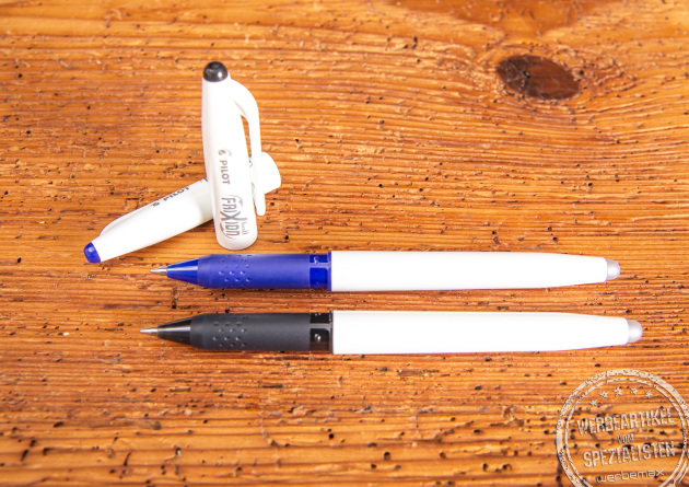 Tintenroller Frixion Ball in Weiß. Der innovative Kugelschreiber zum radieren jetzt auch für den Logodruck im Werbemittelmarkt erhältlich. Ihr Logo auf der Kappe oder dem Gehäuse. 