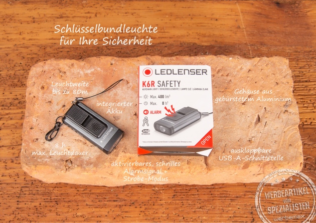 LED Lenser Taschenlampe mit 3 Lichtmodi mit Ihrem Logo bedruckt
