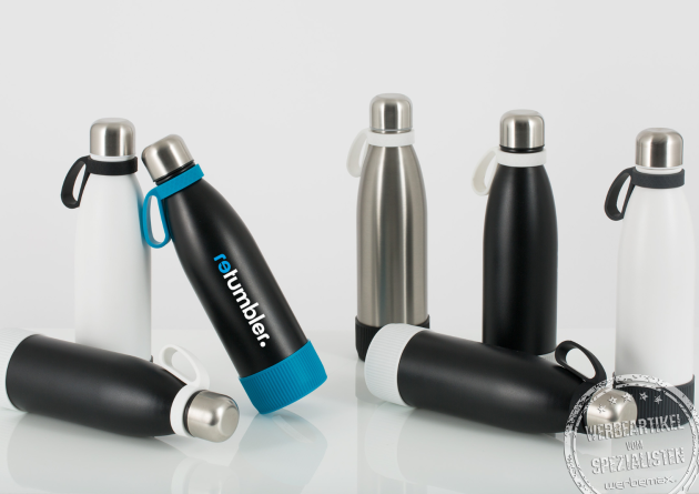 Retumbler MyNizza Thermotrinkflaschen mit Logodruck als Werbeartikel.