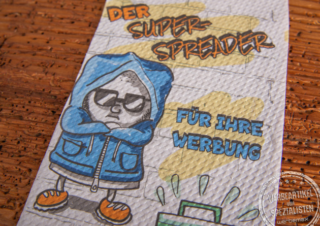 Toilettenpapier bedruckt als Werbemittel.