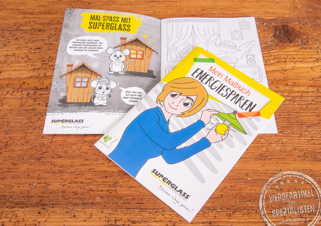 Werbemalbuch mit Logo als Werbeartikel.