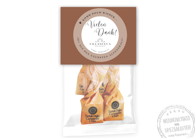 Leckere Tartufo-Pralinen als Werbegeschenke f&uuml;r jede Zielgruppe. Jetzt im praktischen 2-er Set mit individuellem Kartonheader bestellen. 
