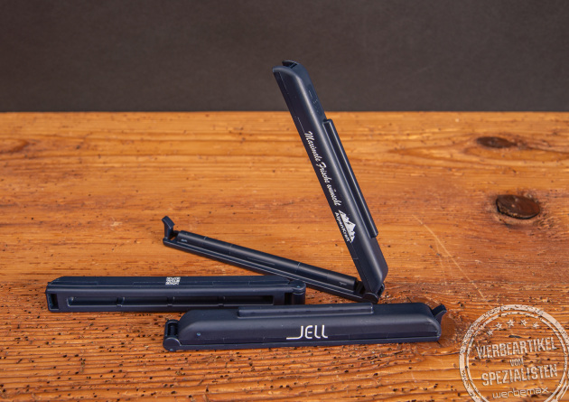 Bedruckter T&uuml;tenclip Daclipa von Jell als individuelles Werbegeschenk f&uuml;r Messen, Tagungen und Onpacks