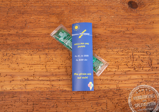 Kundenmailing Referenz Elektro Hartinger mit Bussy Wassereis Mailingartikel.