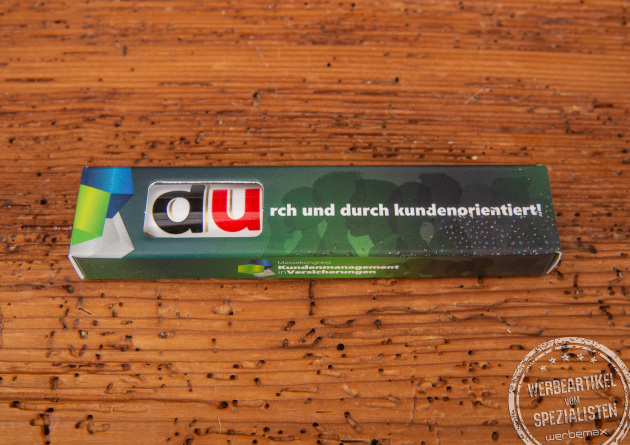 Duplo Schokoriegel in individueller Werbekartonage als Werbegeschenk.