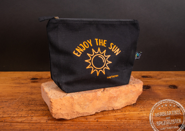 Schwarze Kosmetiktasche KYLIE mit Logodruck orange als Eigenwerbung werbemax.