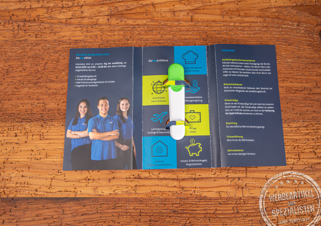 Schneider Textmarker im individuellen Werbeflyer Referenz ODU.