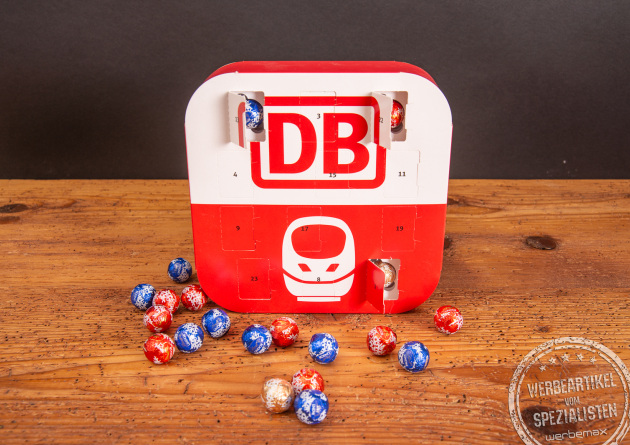 Appventskalender mit Lindor Kugeln von Lindt. Hochwertiger Adventskalender im individuellen Design gestaltbar. 