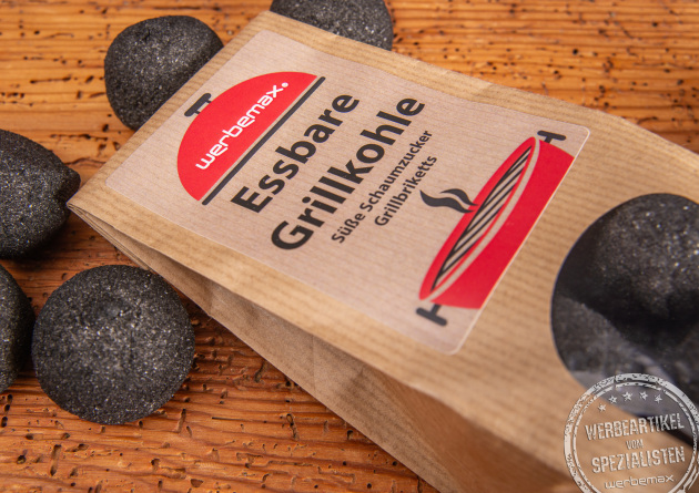 S&uuml;&szlig;e Grillkohle aus Marshmallows - perfekt f&uuml;r Events und Marketingaktionen.