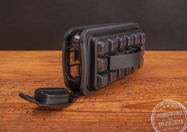 Icebreaker Pop in schwarz - moderne Eisw&uuml;rfelform f&uuml;r unterwegs als Werbeartikel.