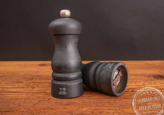 Mühlenset Clermont Duo von Peugeot aus Holz mit Logodruck als hochwertiges Werbegeschenk