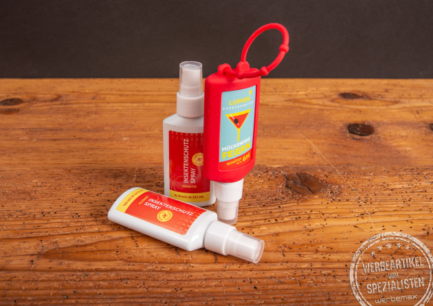 Insektenschutz mit individuellem Etikett als Werbeartikel in der 50ml Spühflasche.