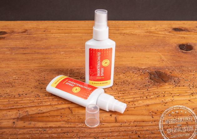 2 Sprühflaschen mit Logo als Werbegeschenk für die Sommerzeit.