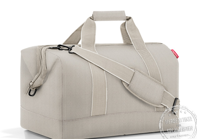Reisenthel Allrounder L in Herringbone Sand – stilvolle und robuste Reisetasche als hochwertiges Werbegeschenk.