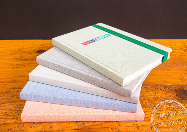 OceanBook Hardcover Notizbuch in verschiedenen Farben mit Gummiband – Geiger Notes Werbemittel A5.