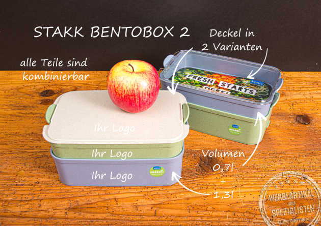 Koziol Stakk Lunchbox Geschirrset &ndash; modernes Werbemittel f&uuml;r B&uuml;ro und Freizeit.
