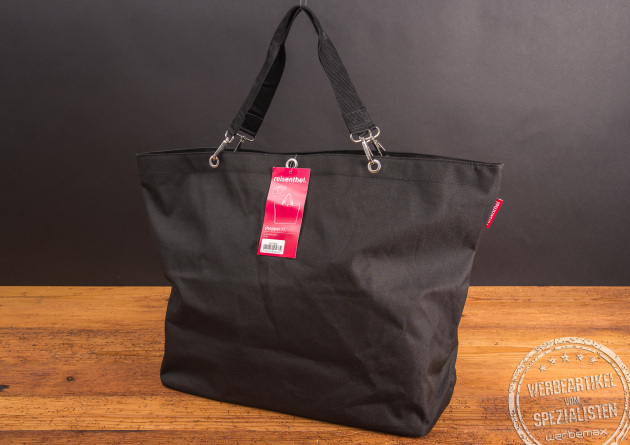 Reisenthel Shopper XL in Schwarz &ndash; gro&szlig;e, elegante Einkaufstasche mit robusten Henkeln als stilvolles Mitarbeitergeschenk oder praktisches Werbegeschenk f&uuml;r Alltag und Freizeit.