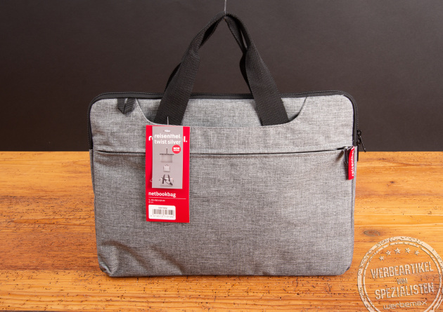 Reisenthel Netbookbag Twist Silver in Grau – moderne Laptoptasche mit Reißverschluss und Tragegriffen als elegantes Werbegeschenk oder Kundenpräsent für den Business-Alltag.
