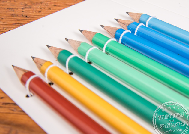 Bleistifte Werbeartikel bunt lackiert mit Logodruck, ideal als hochwertiges und farbkräftiges Give-away.