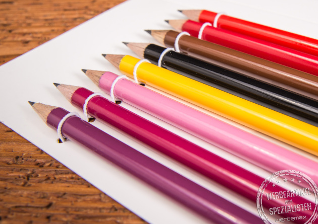 Bleistifte Werbeartikel in vielen Lackfarben, sortiert präsentiert für individuell bedruckte Promotions.
