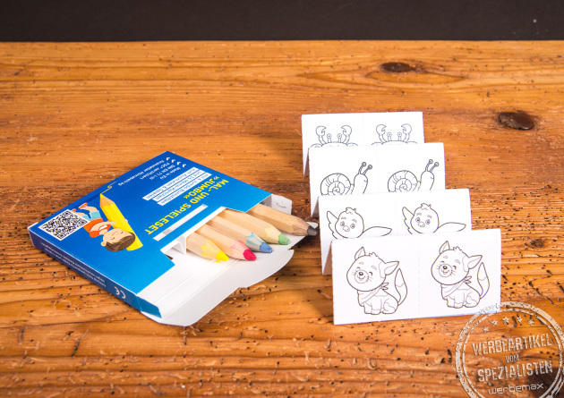 Jumbo Buntstifte Memory Ausmalset mit Tiermotiven als kreatives Werbegeschenk f&uuml;r Kinder.