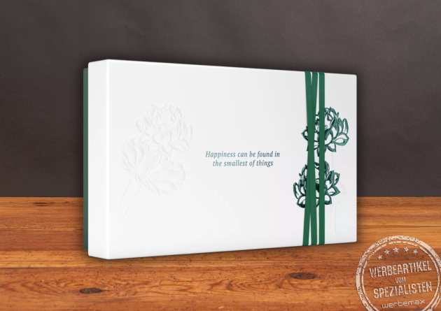 Rituals Jing Geschenkbox in Weiß und Grün mit floralem Design – elegantes Wellness-Mitarbeitergeschenk.