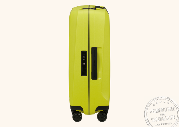 Samsonite Koffer Essens in Lime als robustes Handgepäck mit seitlichem TSA-Schloss.