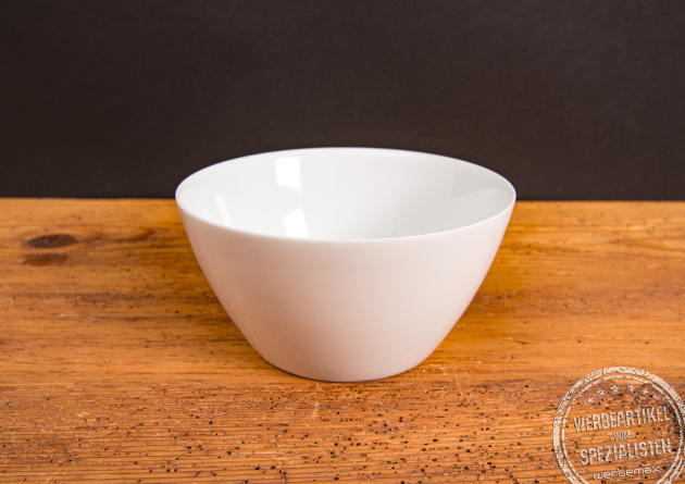 Seltmann Weiden M&uuml;slischale Lido in Wei&szlig; aus Hartporzellan &ndash; sp&uuml;lmaschinenfestes Geschirr Made in Germany als Werbeartikel.