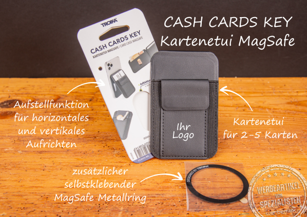 TROIKA CASH CARDS KEY Kartenetui mit Logo bedrucken – MagSafe Slim Wallet für Mitarbeitergeschenke.