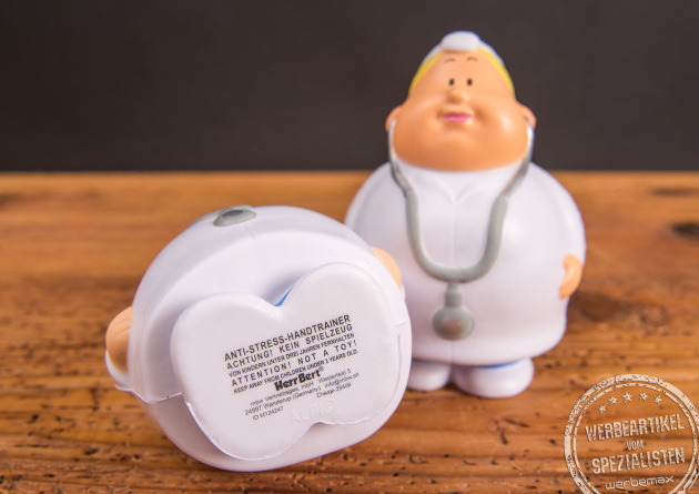 Dr. Bert Antistress Squeezie von mbw &ndash; Handtrainer und Knautschball als Messegeschenk und Werbeartikel mit Logo