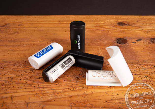 Mini Fusselrolle Tierhaar im Set, personalisierter Fusselentferner als Werbeartikel für Messen und Promotion.