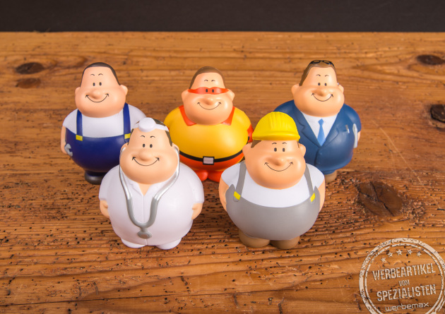 Anti Stress B&auml;lle als niedliche Charaktere mit Logo bedrucken. Als Werbemittel mit einem Augenzwinkern. 