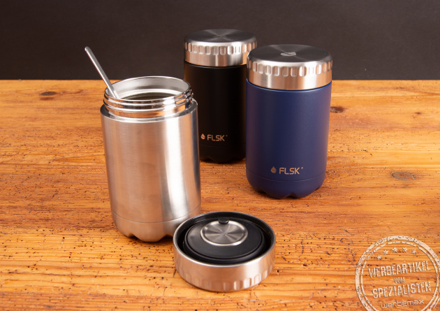 FLSK Thermobeh&auml;lter aus Edelstahl in verschiedenen Farben, Food Jar f&uuml;r warmes und kaltes Essen als modernes Mitarbeitergeschenk und Merchandise