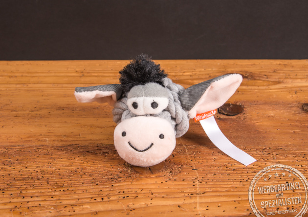 Hundespielzeug Knotentier als robustes Spielzeug f&uuml;r Hunde mit geknoteter Struktur und Werbefahne