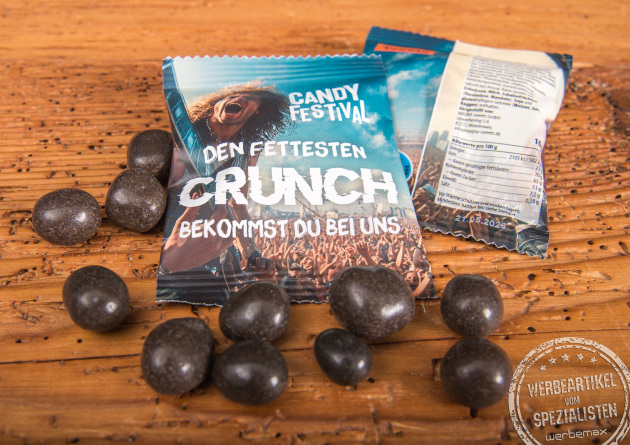 Vegane Treets Crunchy Corn von magna mit ger&ouml;steten Maisk&ouml;rnern als s&uuml;&szlig;-salziger Werbeartikel