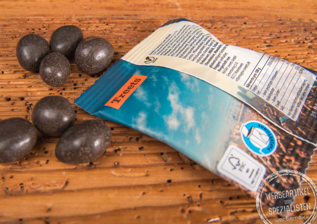 R&uuml;ckseite der Treets Crunchy Corn Verpackung als veganes Giveaway mit Schokoladen-Alternative