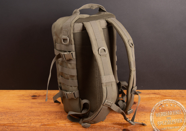 R&uuml;ckansicht Halfar Notebookrucksack MOLLE mit gepolsterten Schultergurten als Mitarbeitergeschenk oder Onboarding.