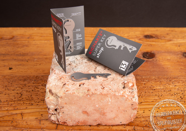 Richartz Super Key Shop Minitool mit Logo und individualisierbarer Verpackung als hochwertiger Werbeartikel
