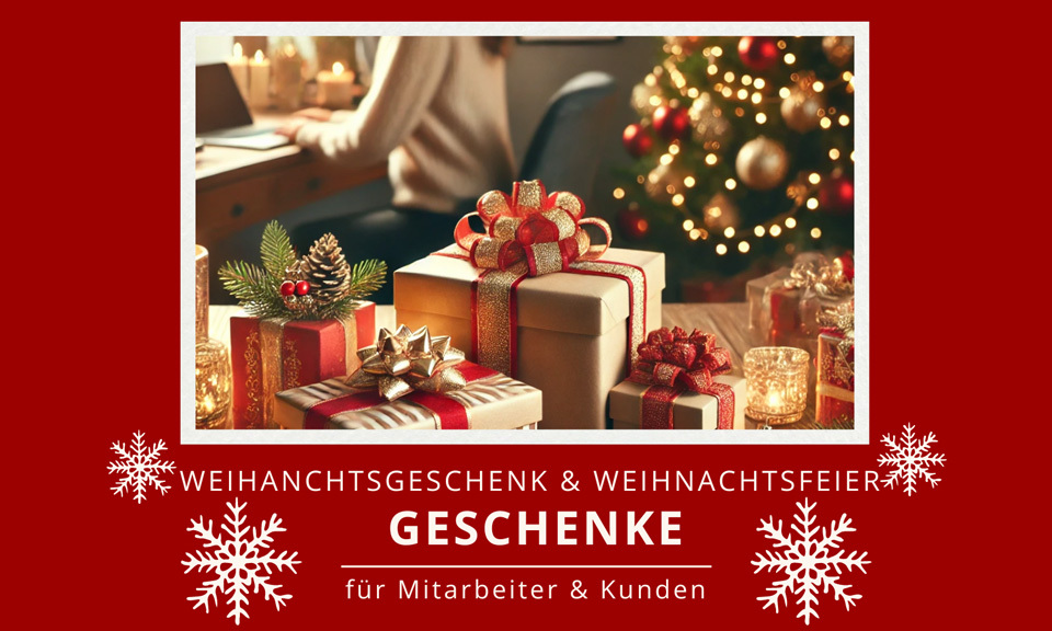 Titelbild Blogbeitrag Weihnachtsgeschenk und Weihnachtsfeier.