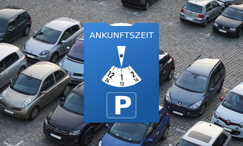 Parkscheiben mit Logo als Werbeartikel.